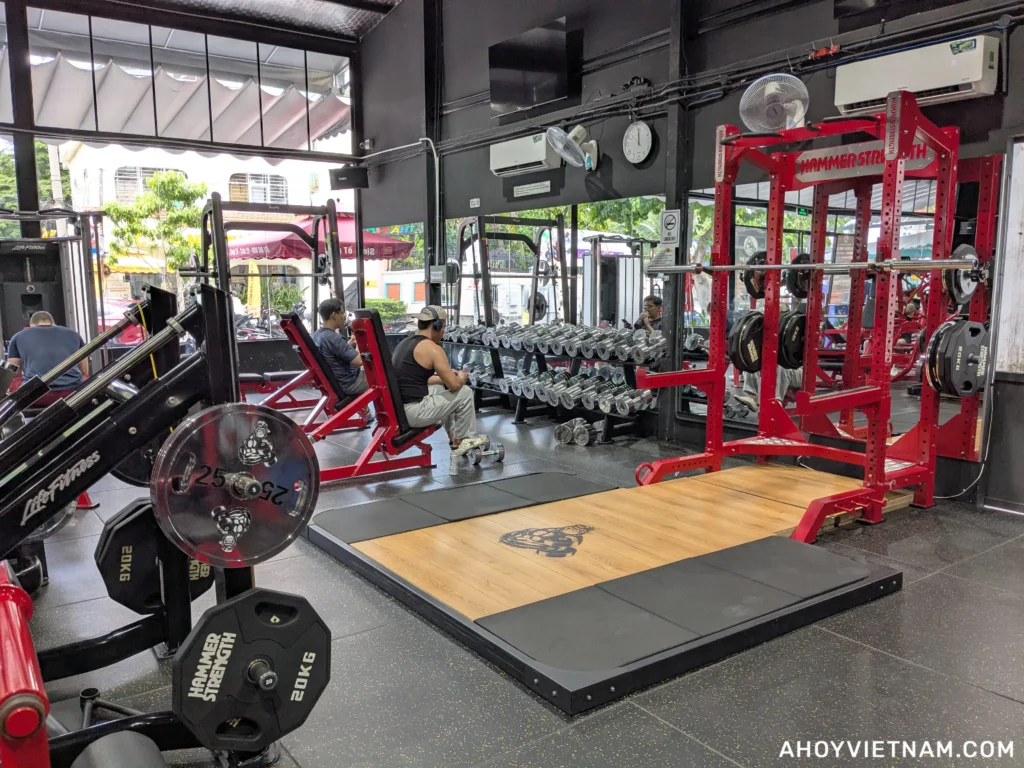 The free weights area inside Gorilla Gym in Thao Dien, Ho Chi Minh City