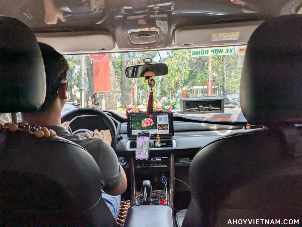 Riding inside a GrabCar in Ho Chi Minh City, Vietnam