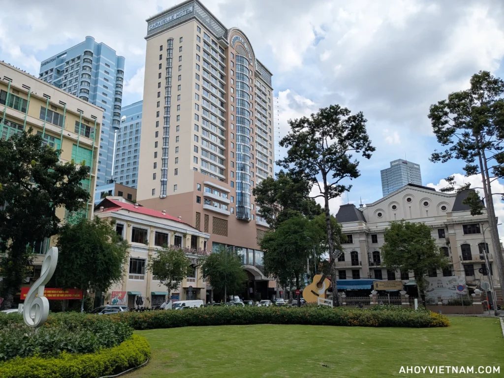 The Caravelle Saigon Hotel and the back of the Saigon Opera House in Ho Chi Minh City