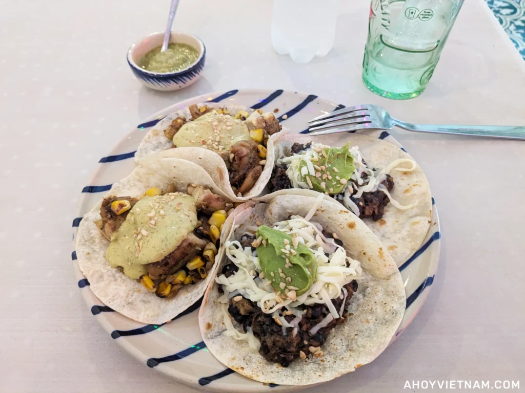 My four tacos from El Camino Taqueria in Thao Dien, Ho Chi Minh City