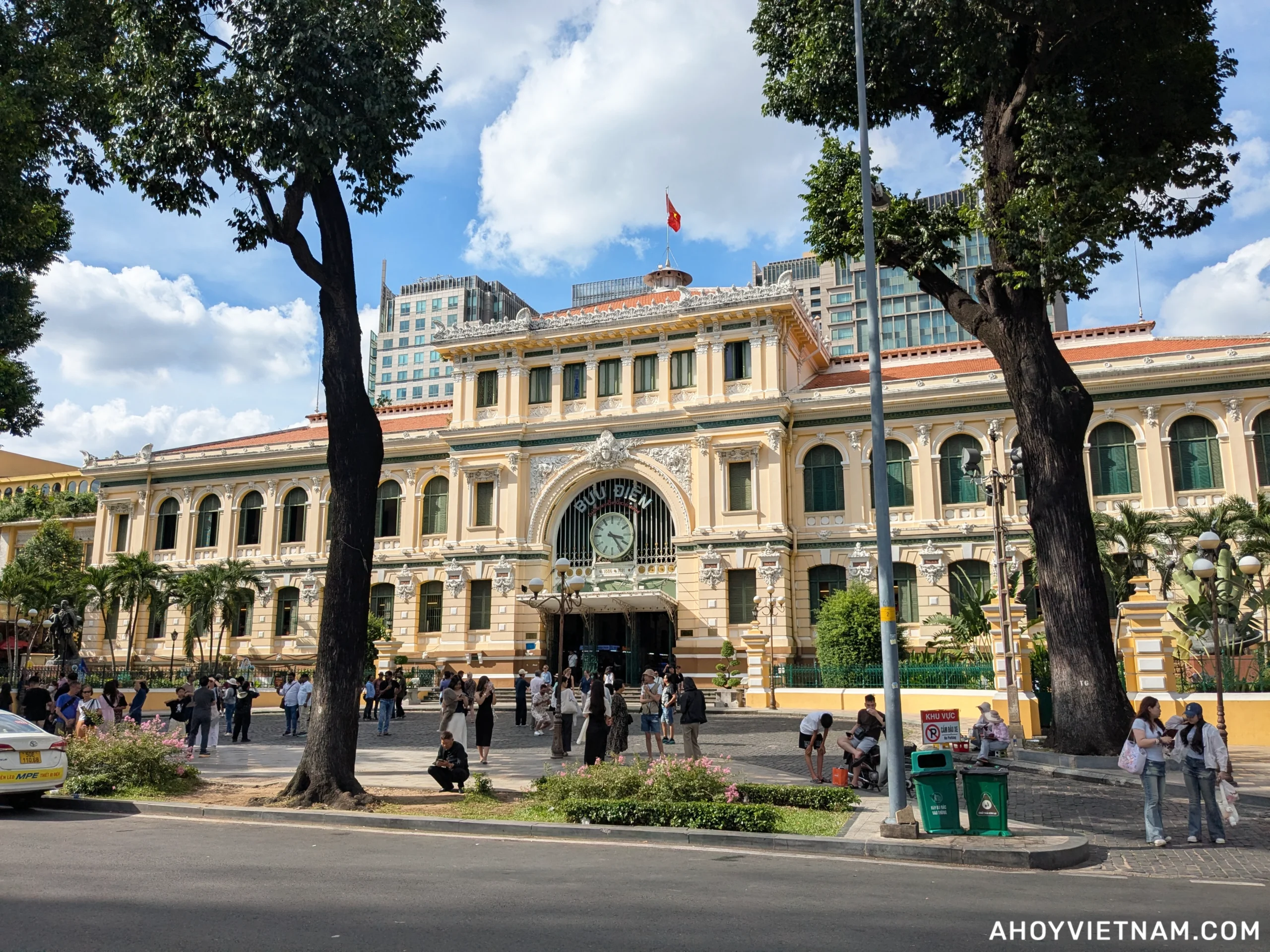 Crowds outside the Saigon Central Post Office in Ho Chi Minh City