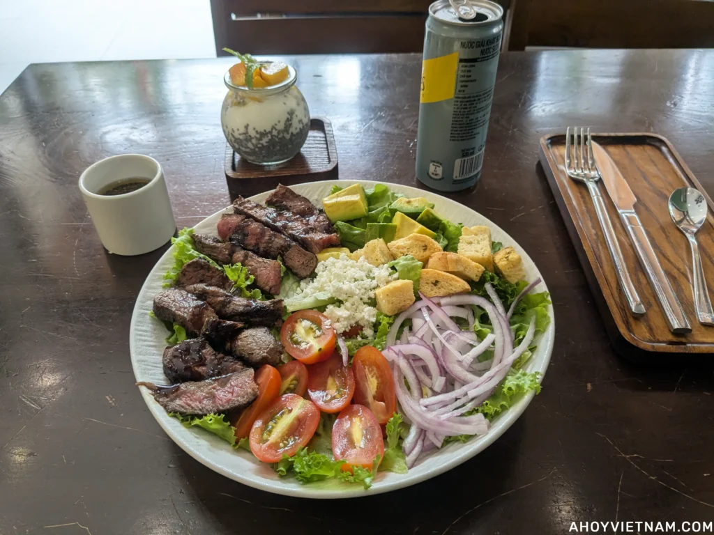 A steak feta salad from Eco Green Cafe & Bistro in Da Nang.