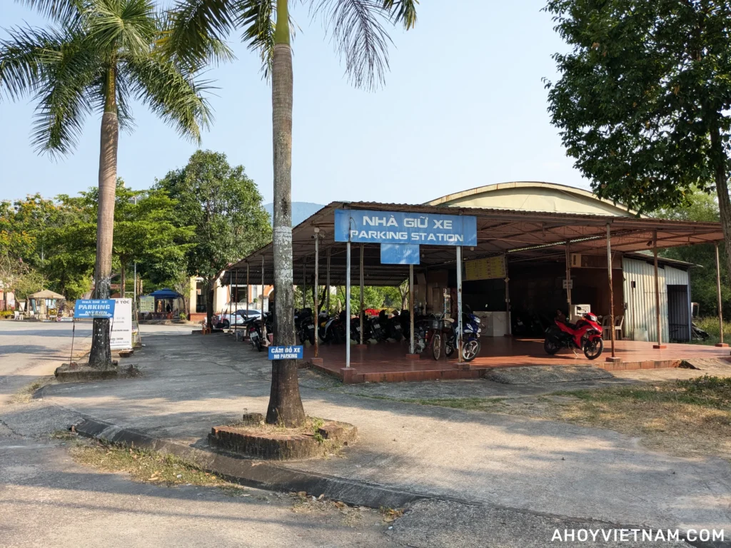 The scooter parking lot at My Son Sanctuary in Vietnam