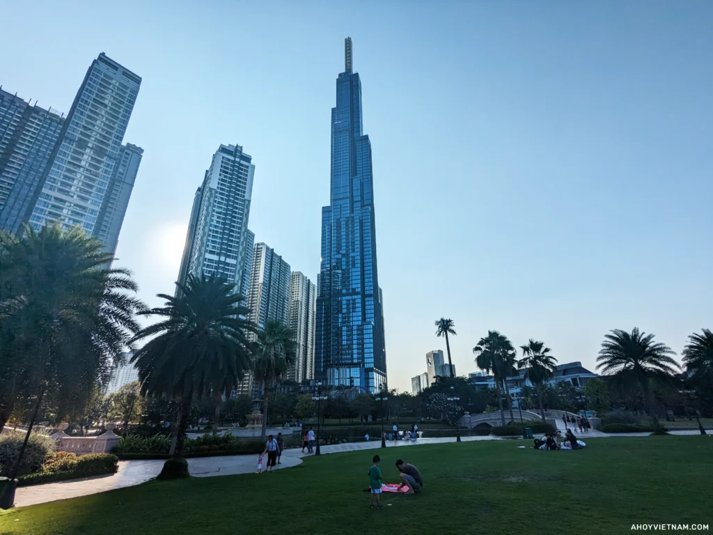 The Landmark 81 skyscraper in Binh Thanh District as seen from Vinhomes Central Park in Ho Chi Minh City.