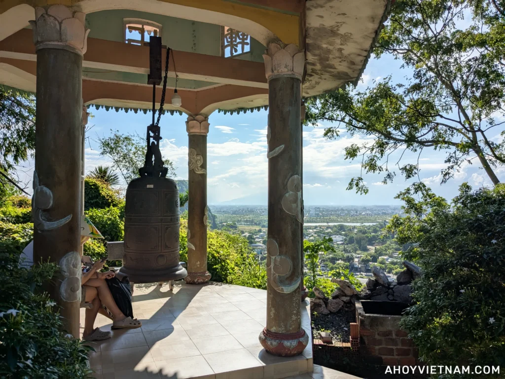A bell tower at one of the viewpoints overlooking Da Nang from the Marble Mountains