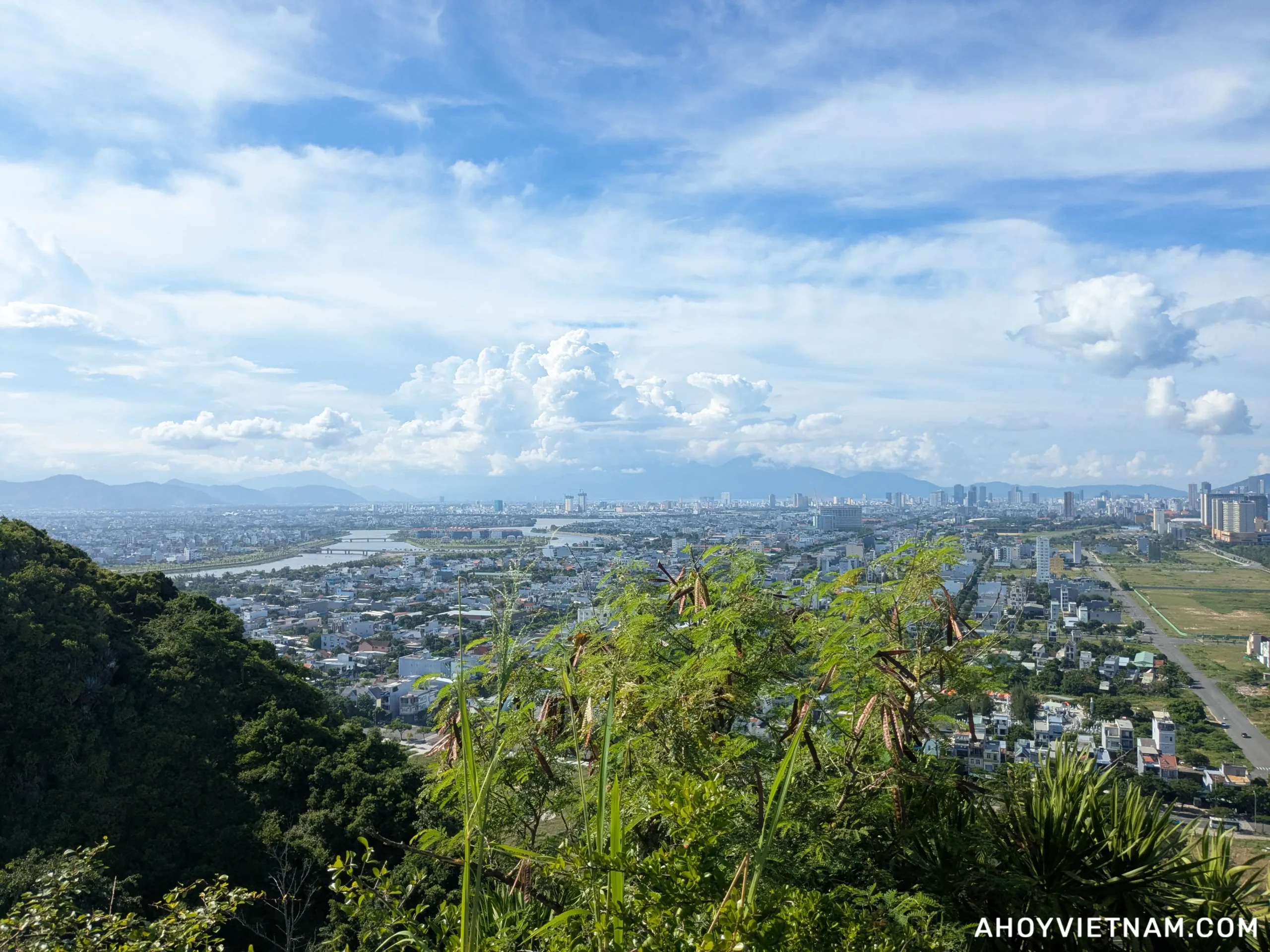 Looking at the city part of Da Nang from the top of the Marble Mountains