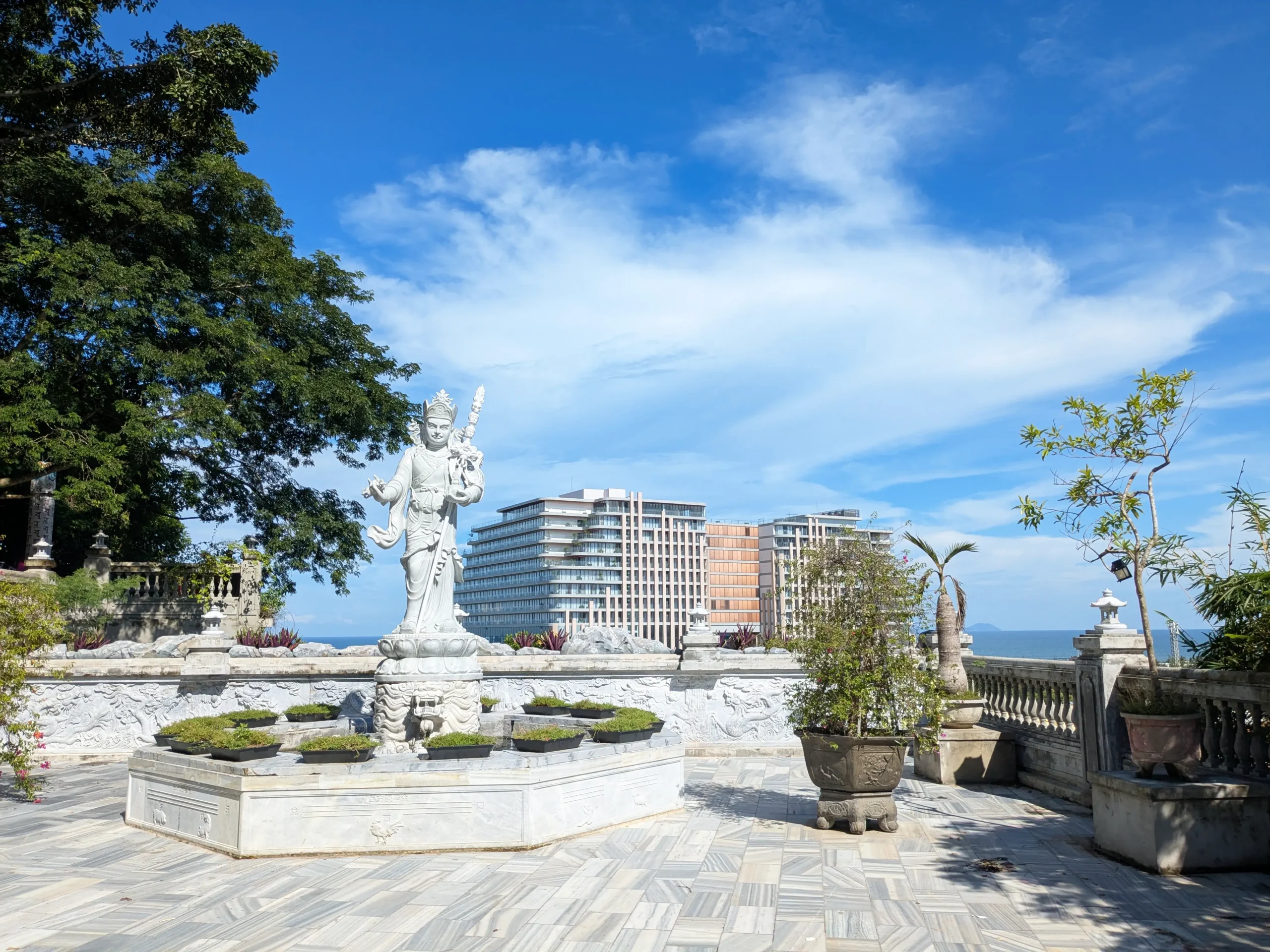 A marble statue on top of the Marble Mountains in Da Nang