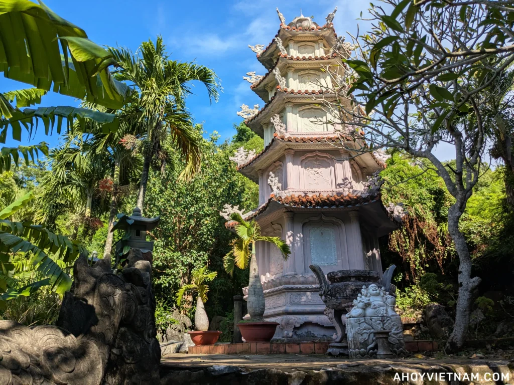 A pagoda on top of the Marble Mountains in Da Nang, Vietnam