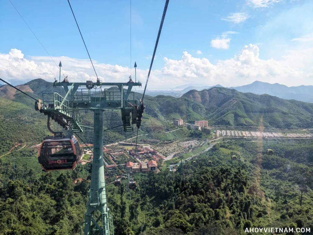 View from inside the cable car at Ba Na Hills in Da Nang