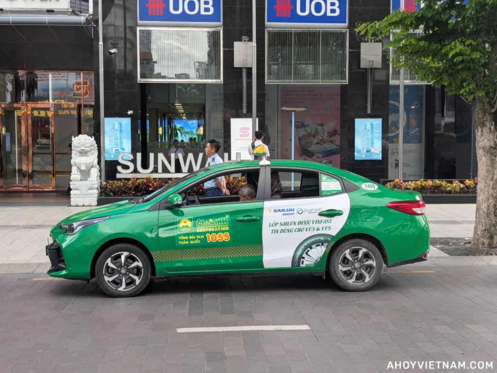A parked Mai Linh taxi in Ho Chi Minh City, Vietnam