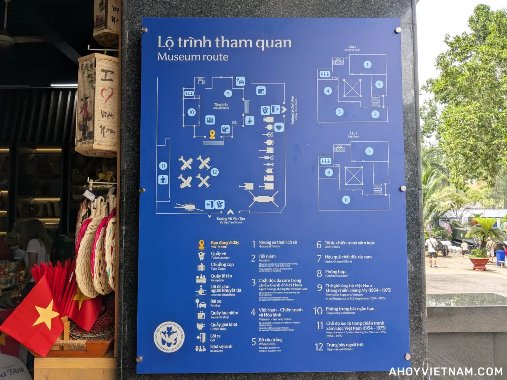 Map of the museum route inside the War Remnants Museum in Ho Chi Minh City