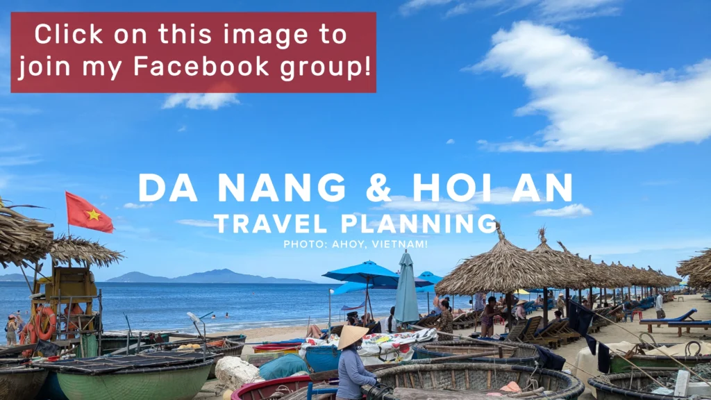 Da Nang and Hoi An travel planning Facebook group, with An Bang Beach in Hoi An in the background.