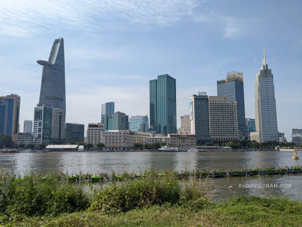 The District 1 skyline, including the Bitexco Financial Tower, in Ho Chi Minh City in January