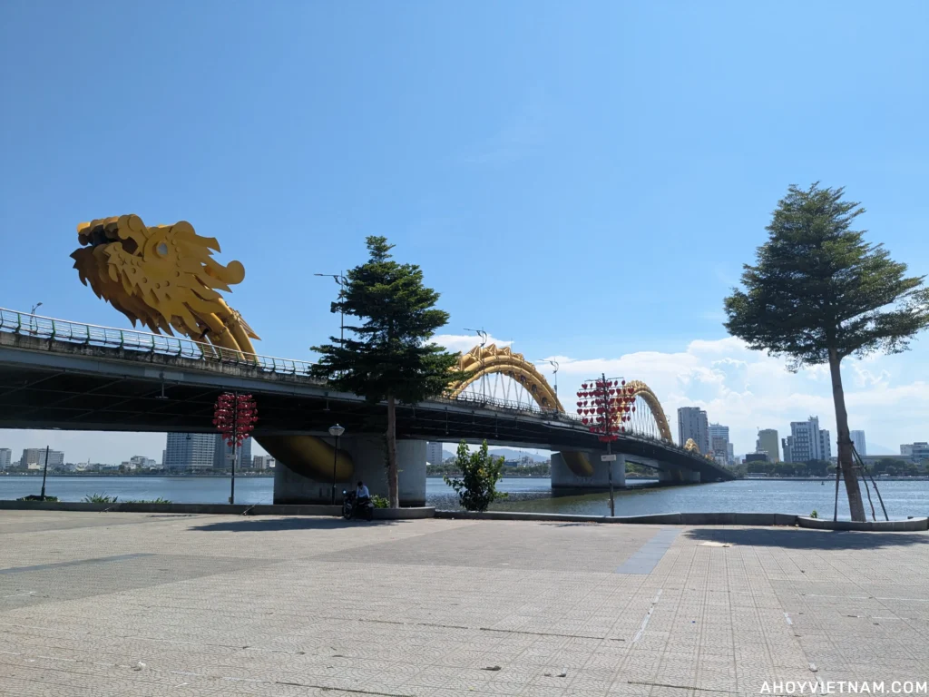 A sunny day next to the Dragon Bridge in Da Nang, Vietnam.