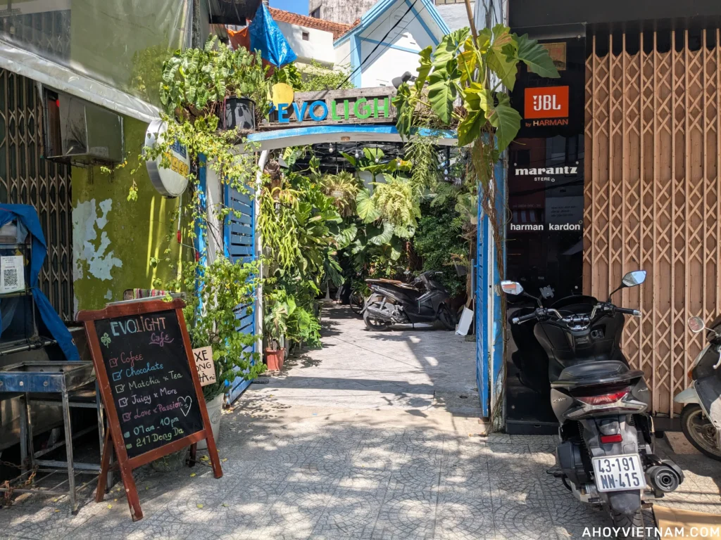 Outside Evolight Cafe in Hai Chau, Da Nang.