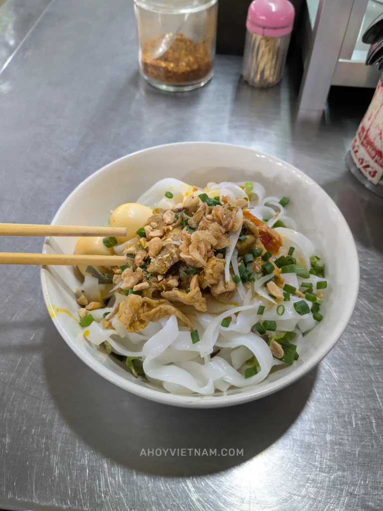 A bowl of mi Quang inside the My An Market in Da Nang.