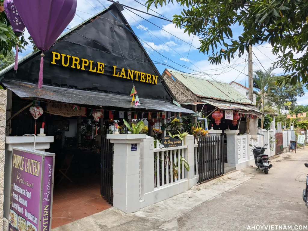 Outside the Purple Lantern Restaurant at An Bang Beach.
