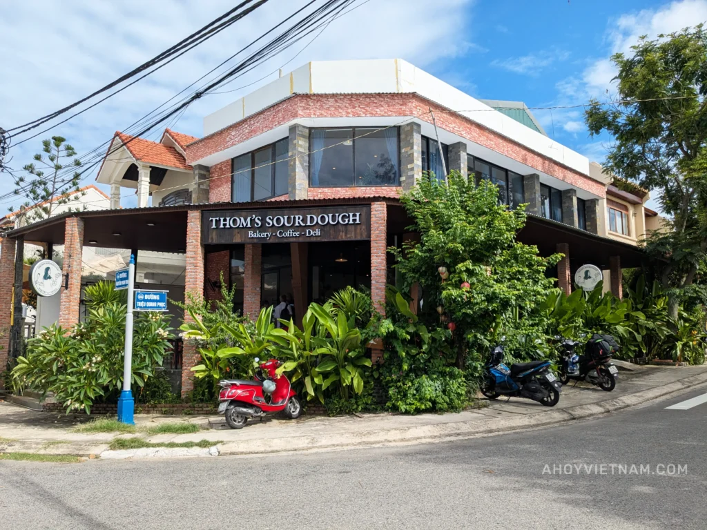 Outside Thom's Sourdough Bakery at An Bang Beach in Hoi An.