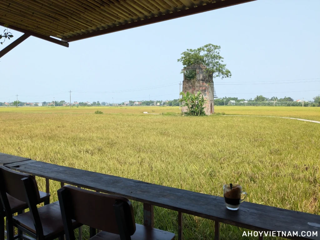Having coffee at Lò Gạch Cũ Farm, one of the best things to do in Hoi An