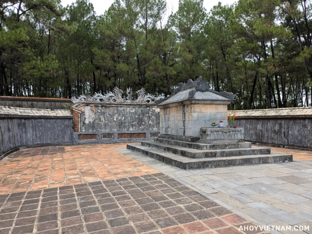 Emperor Tu Duc's sarcophagus at this mausoleum in Hue, Vietnam