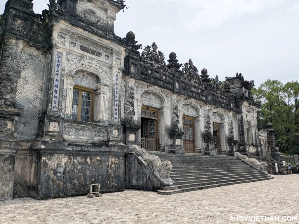 Thien Dinh Palace at Khai Dinh tomb in Hue, Vietnam, the building that houses the tomb of Emperor Khai Dinh