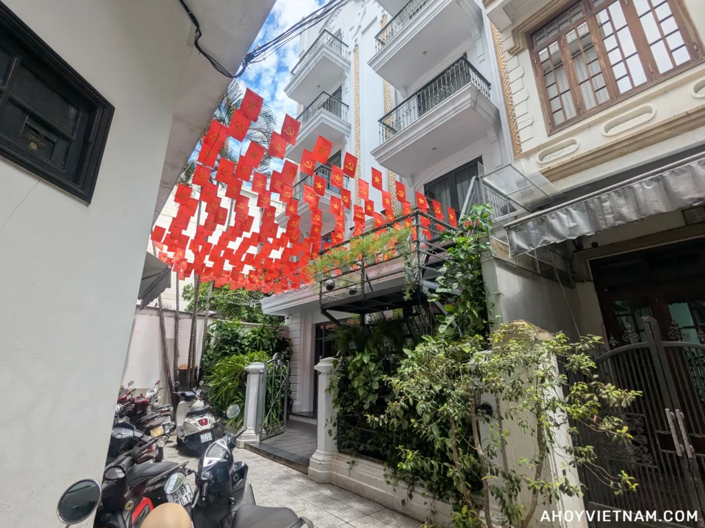 The front entrance of the Scarlett Boutique Hotel in Hue, Vietnam