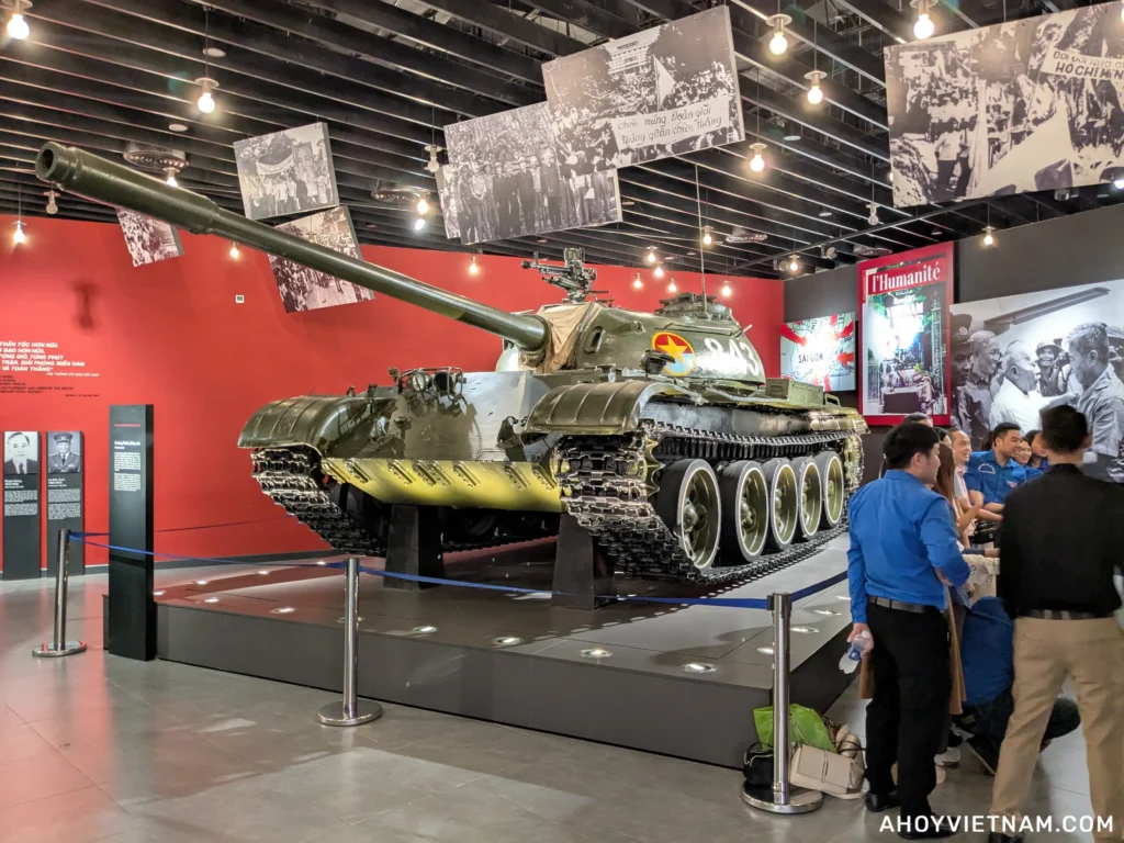 An army tank inside the Vietnam Military History Museum