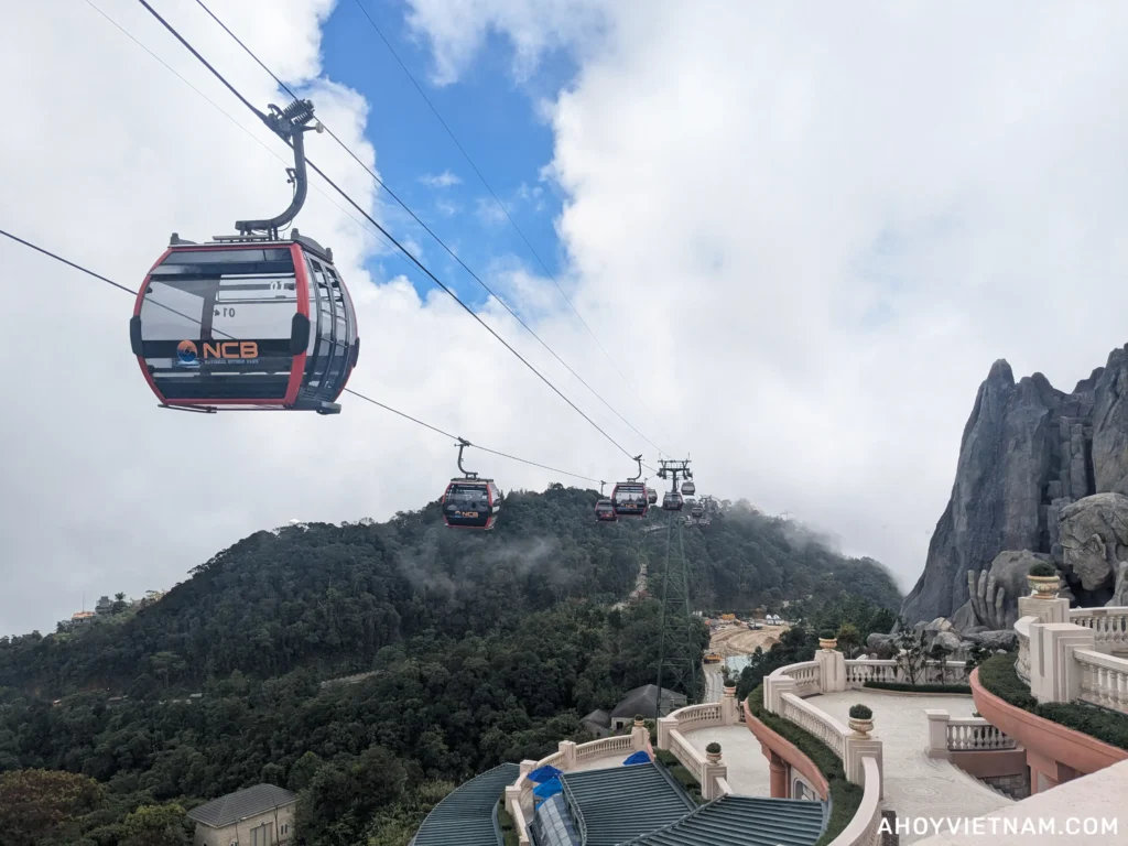 Cable cars arriving at the top of Ba Na Hills in Da Nang