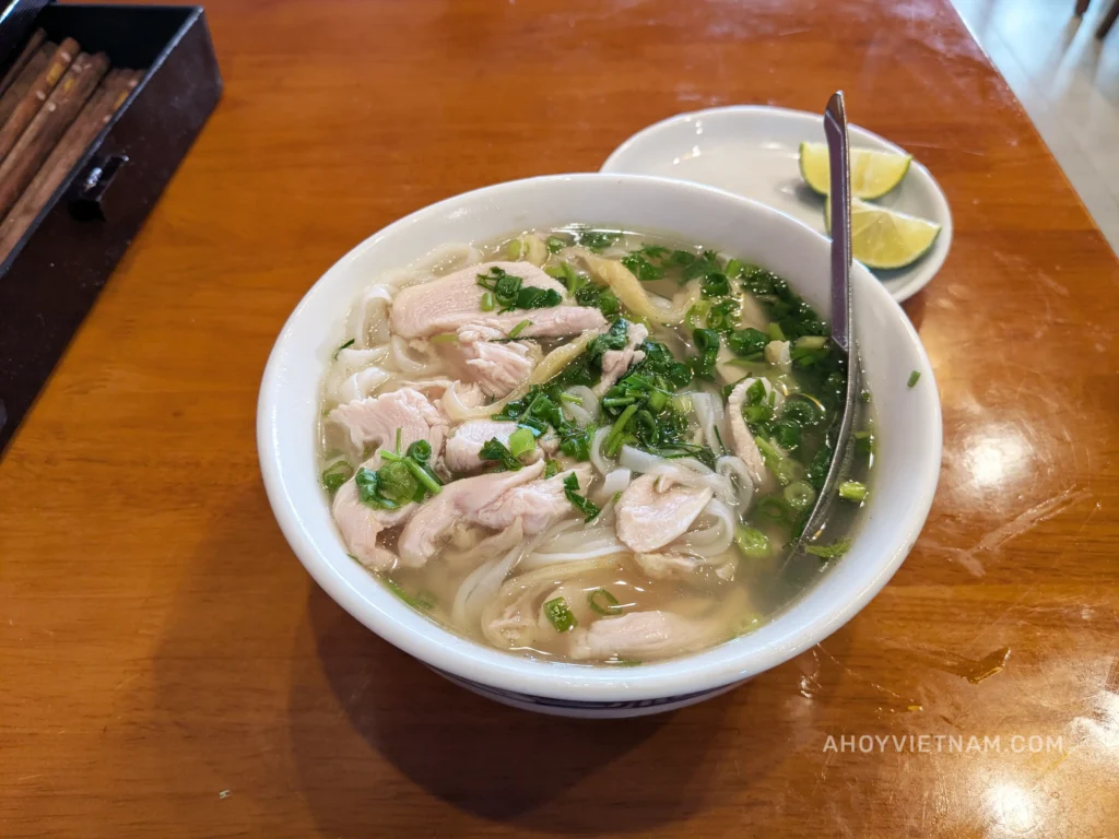 Eating a bowl of chicken pho in Hanoi