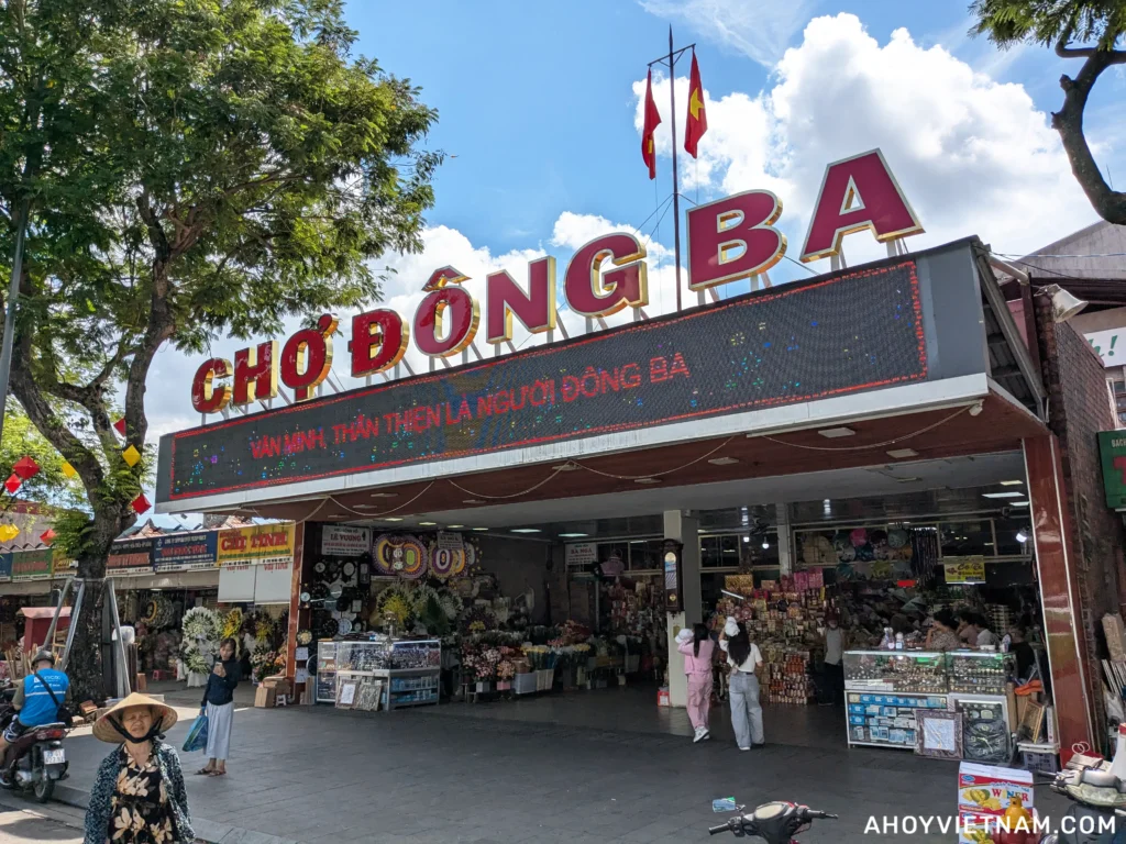 Outside Dong Ba Market in Hue, Vietnam