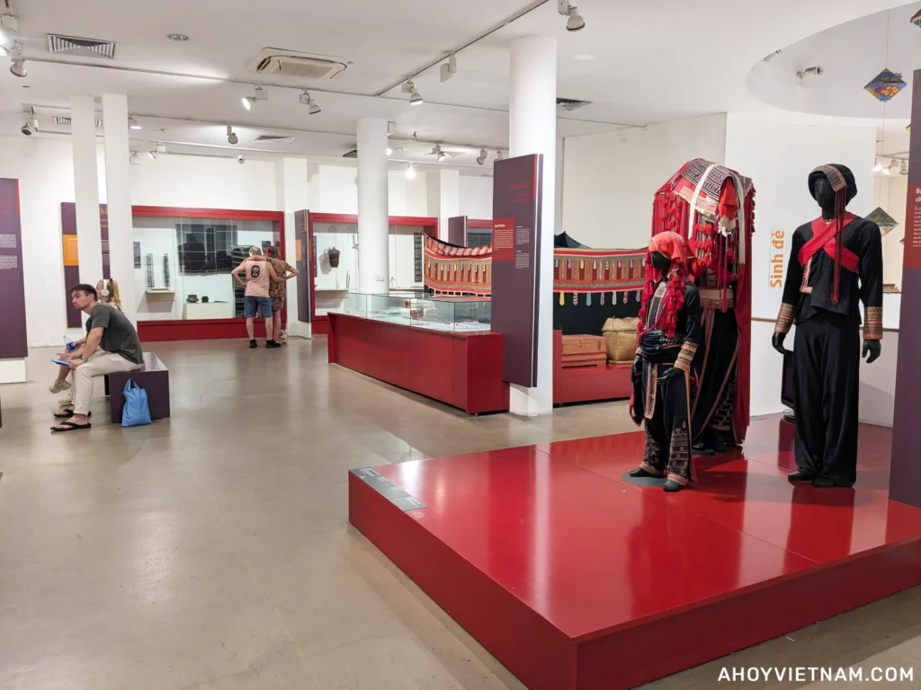 Tourists inside an exhibit at the Vietnamese Women's Museum in Hanoi