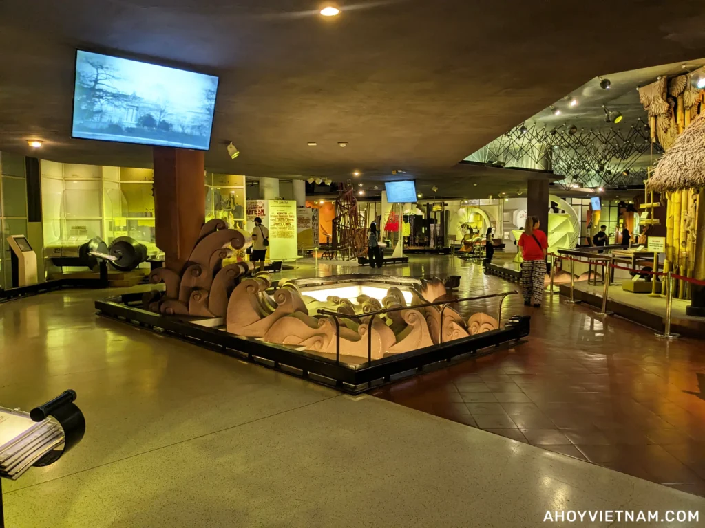 Various displays inside the Ho Chi Minh Museum in Hanoi, Vietnam