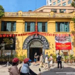The exterior of Hoa Lo Prison in Hanoi, Vietnam