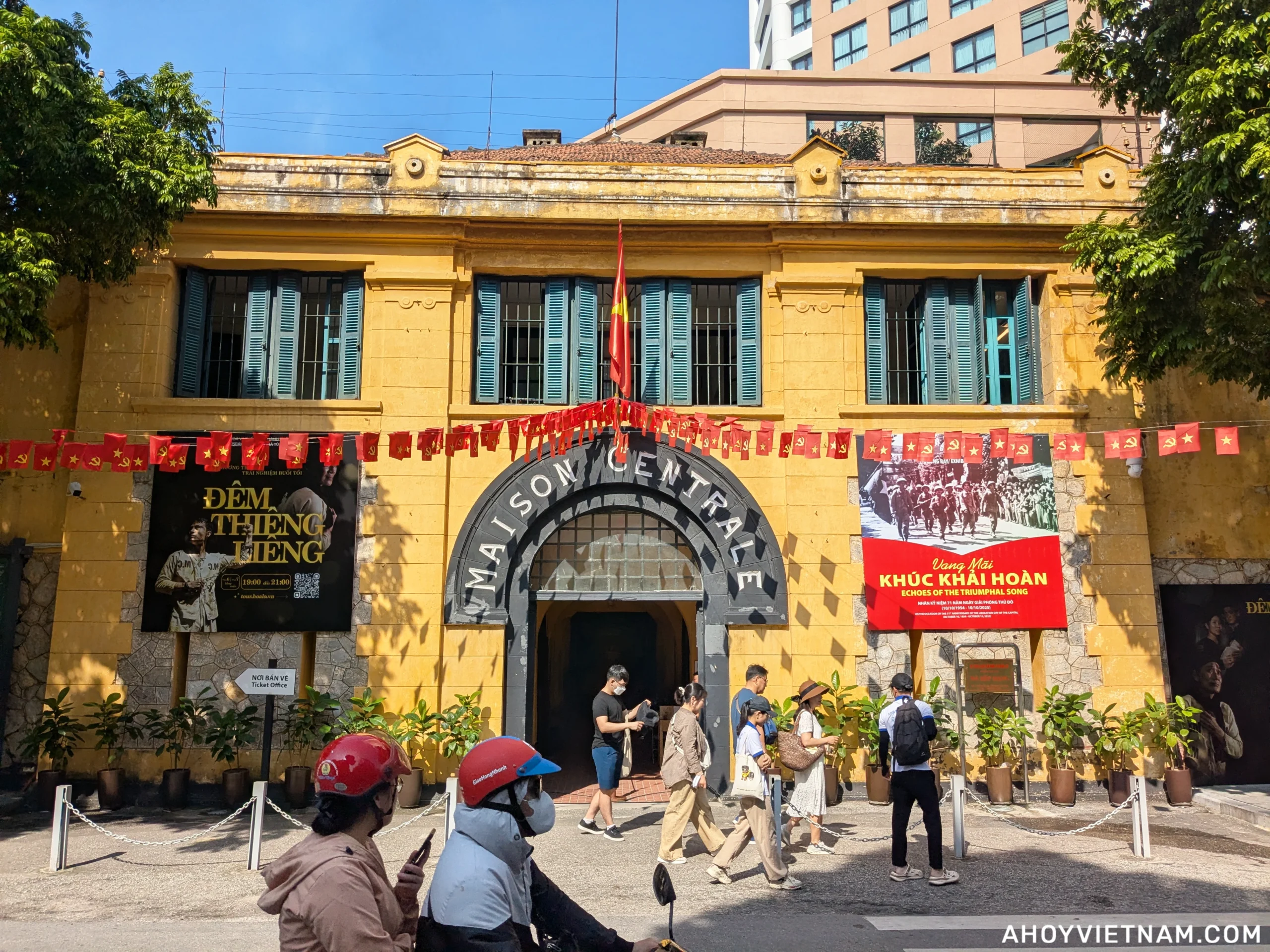 The exterior of Hoa Lo Prison in Hanoi, Vietnam