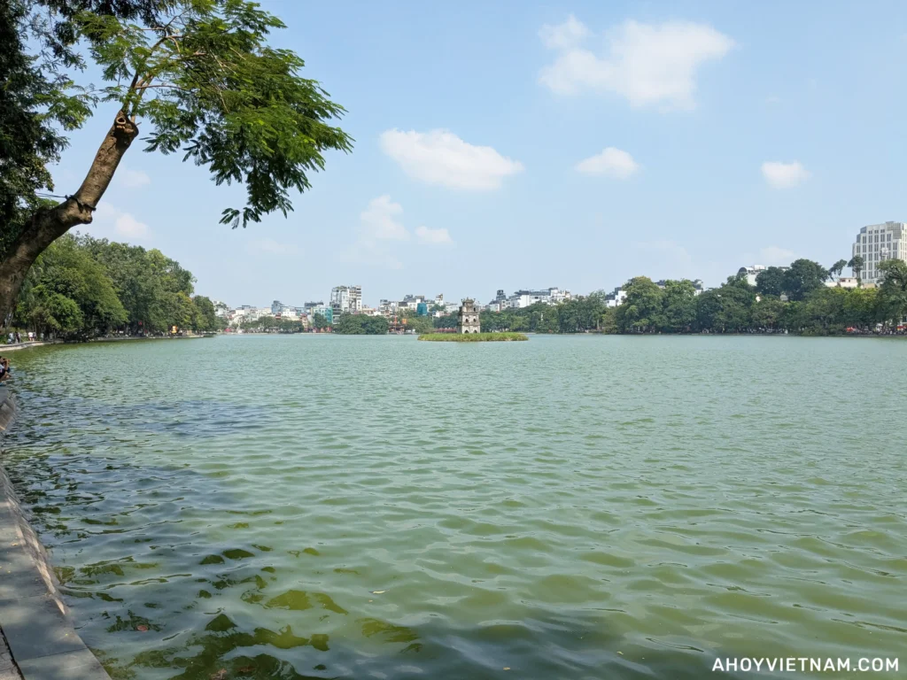 Walking around Hoan Kiem Lake in Hanoi, Vietnam