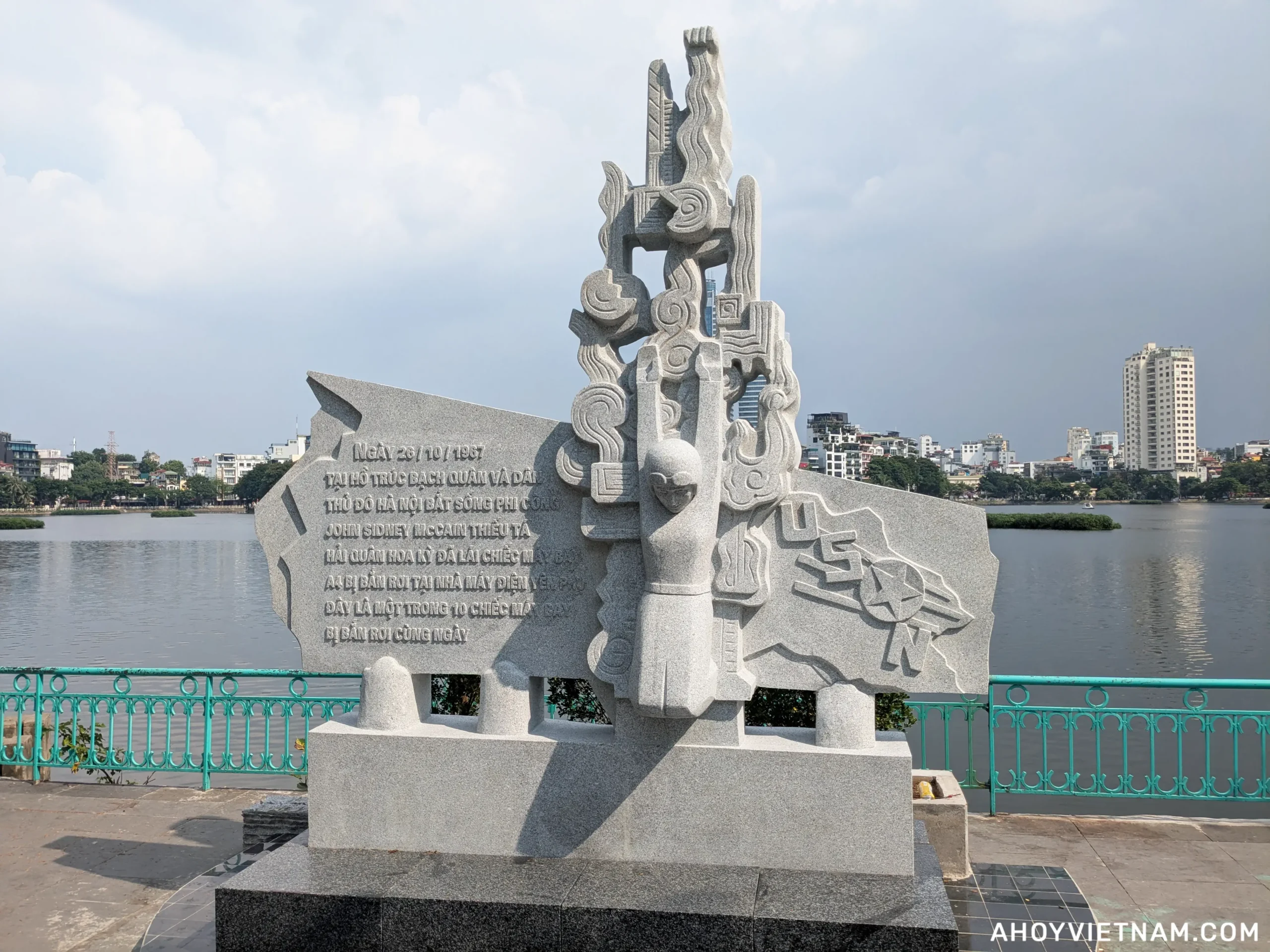 The John McCain Memorial on Truc Bach Lake in Hanoi, Vietnam