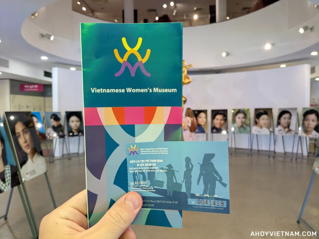 My ticket and informational pamphlet at the Vietnamese Women's Museum in Hanoi