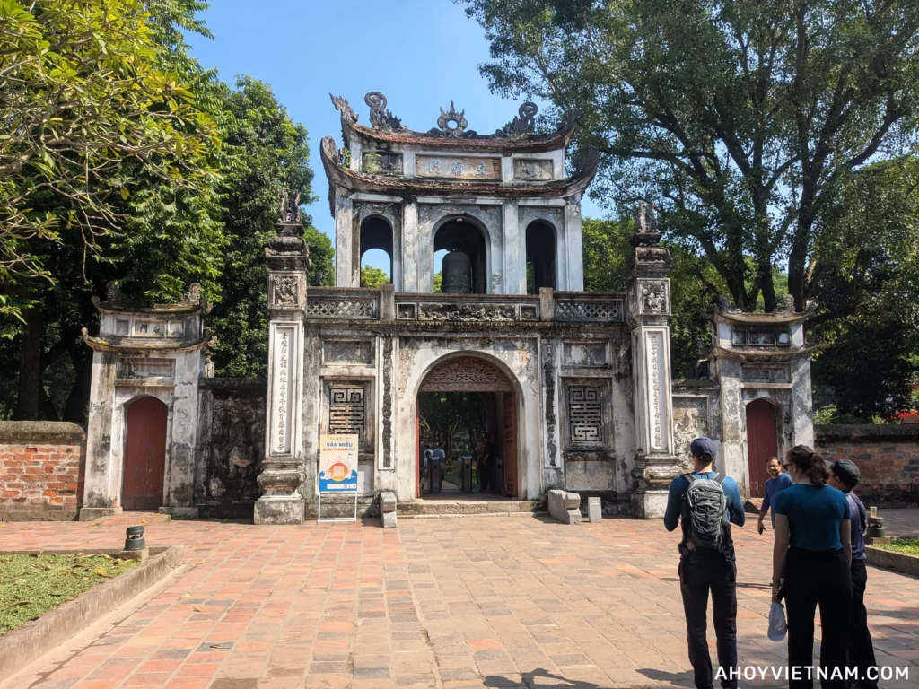 The stone archway entrance to the Temple of Literature in Hanoi