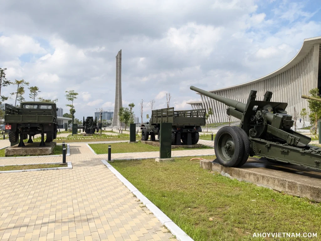 Army vehicles outside the Vietnam Military History Museum