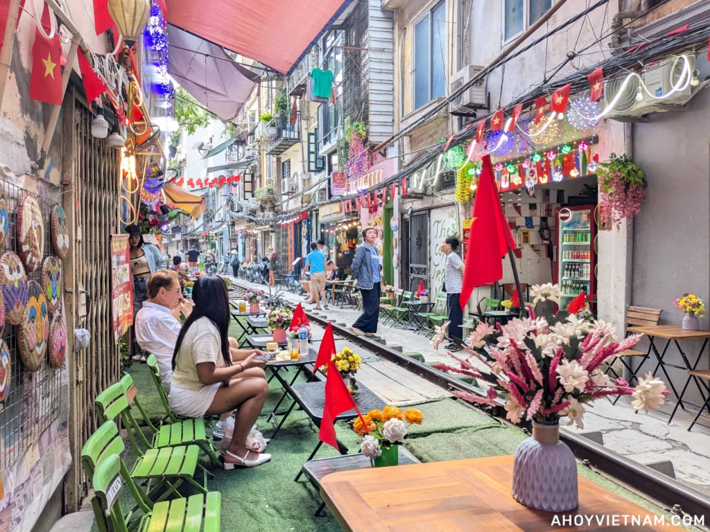 The view from my seat at Hanoi Train Street