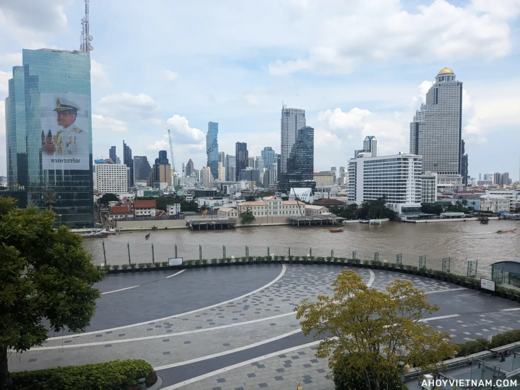 Looking across the Chao Phraya River from ICONSIAM mall in Bangkok, Thailand