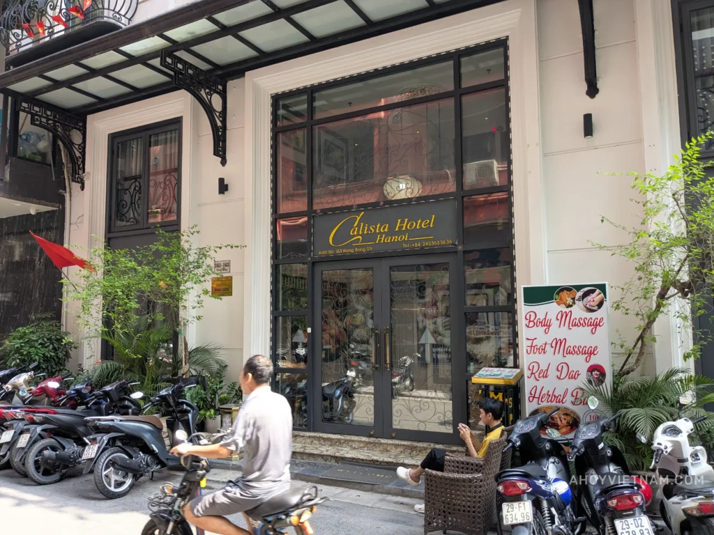Outside the Hanoi Calista Hotel