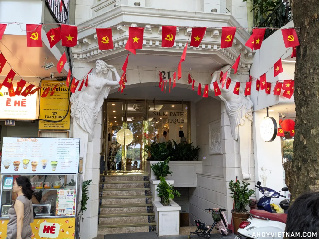 Outside the Silk Path Boutique Hotel in Hanoi, Vietnam