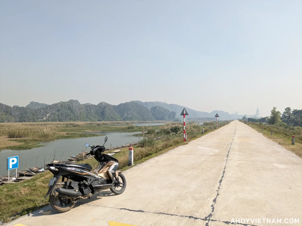 My parked Air Blade scooter at the Van Long Nature Reserve in Ninh Binh, Vietnam