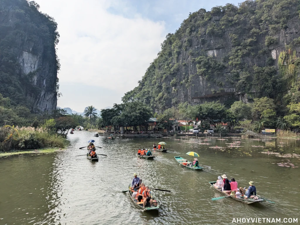 Tourists on the Tam Coc boat tour in Ninh Binh, Vietnam