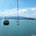 Riding in the cable car over the ocean in Nha Trang, Vietnam