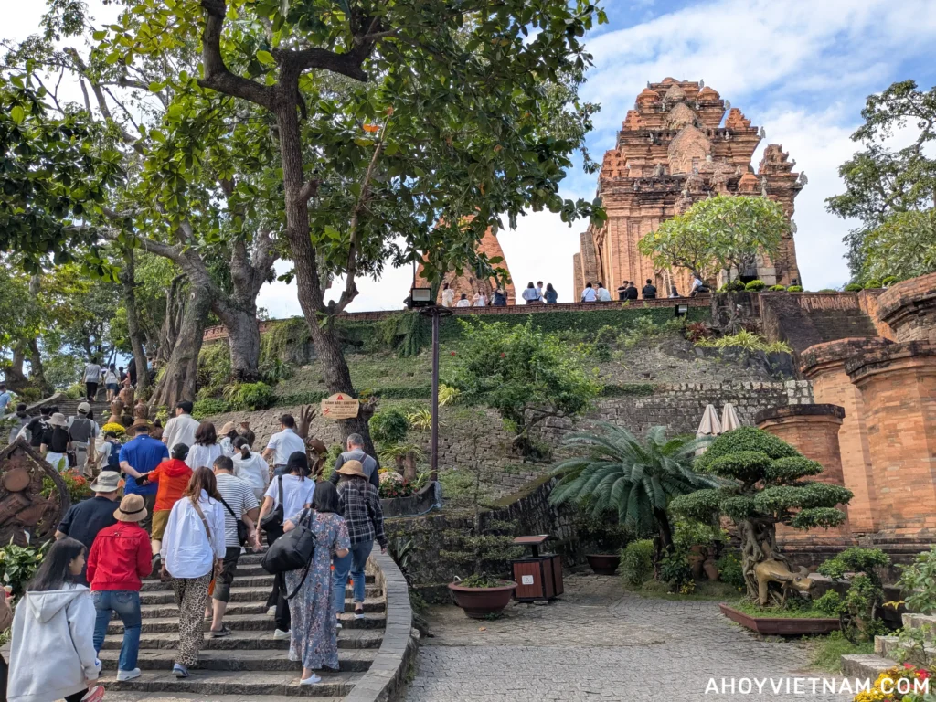 Many tourists inside Po Nagar Temple in Nha Trang, Vietnam