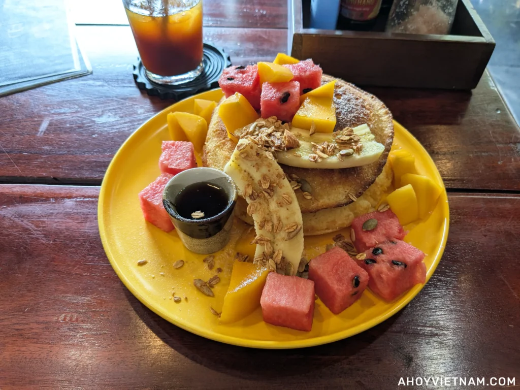 Pancakes with fruit at Confetti Coffee and Brunch in Hoi An