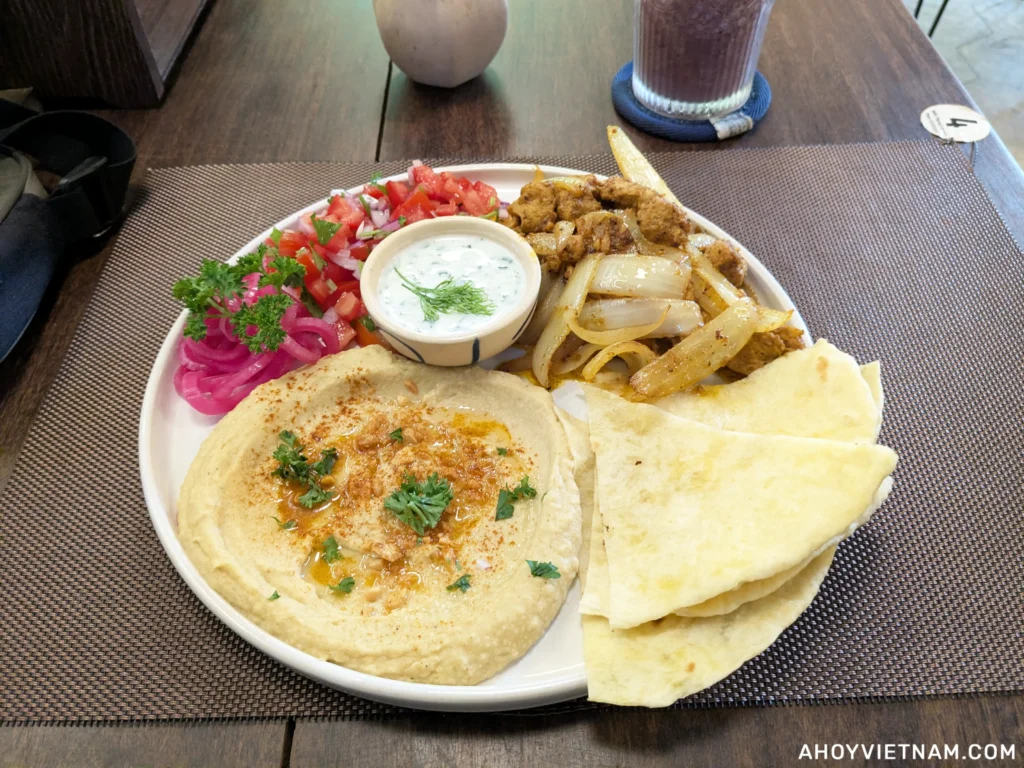 My chicken and hummus dish from Thirty3 Eatery in Hoi An