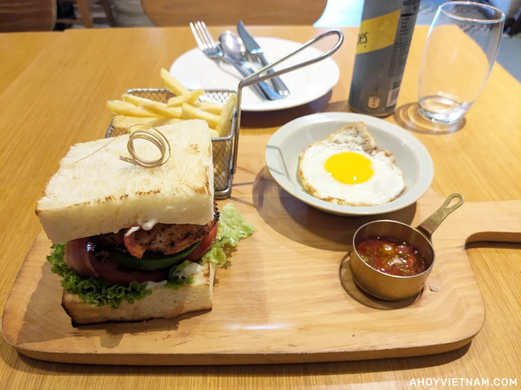 My chicken sandwich and French fries from Vy's Deli in Hoi An
